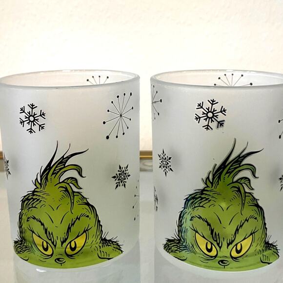 Dr. Seuss GRINCH Drinking Glasses 12oz Frosted Set of 4 Christmas Holiday New - Picture 15 of 15